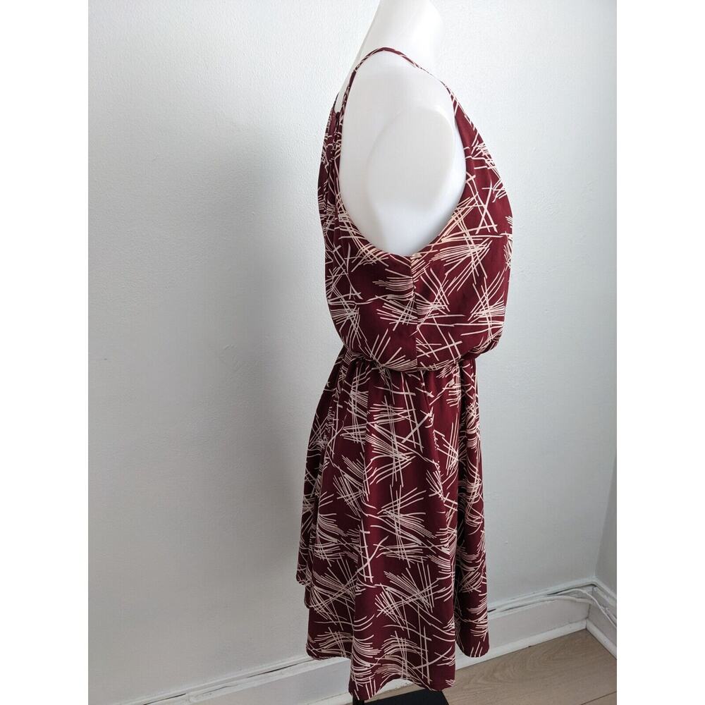 Article Medium Halter Shift Mini Dress Maroon White Abstract Print Sleeveless - Picture 12 of 15